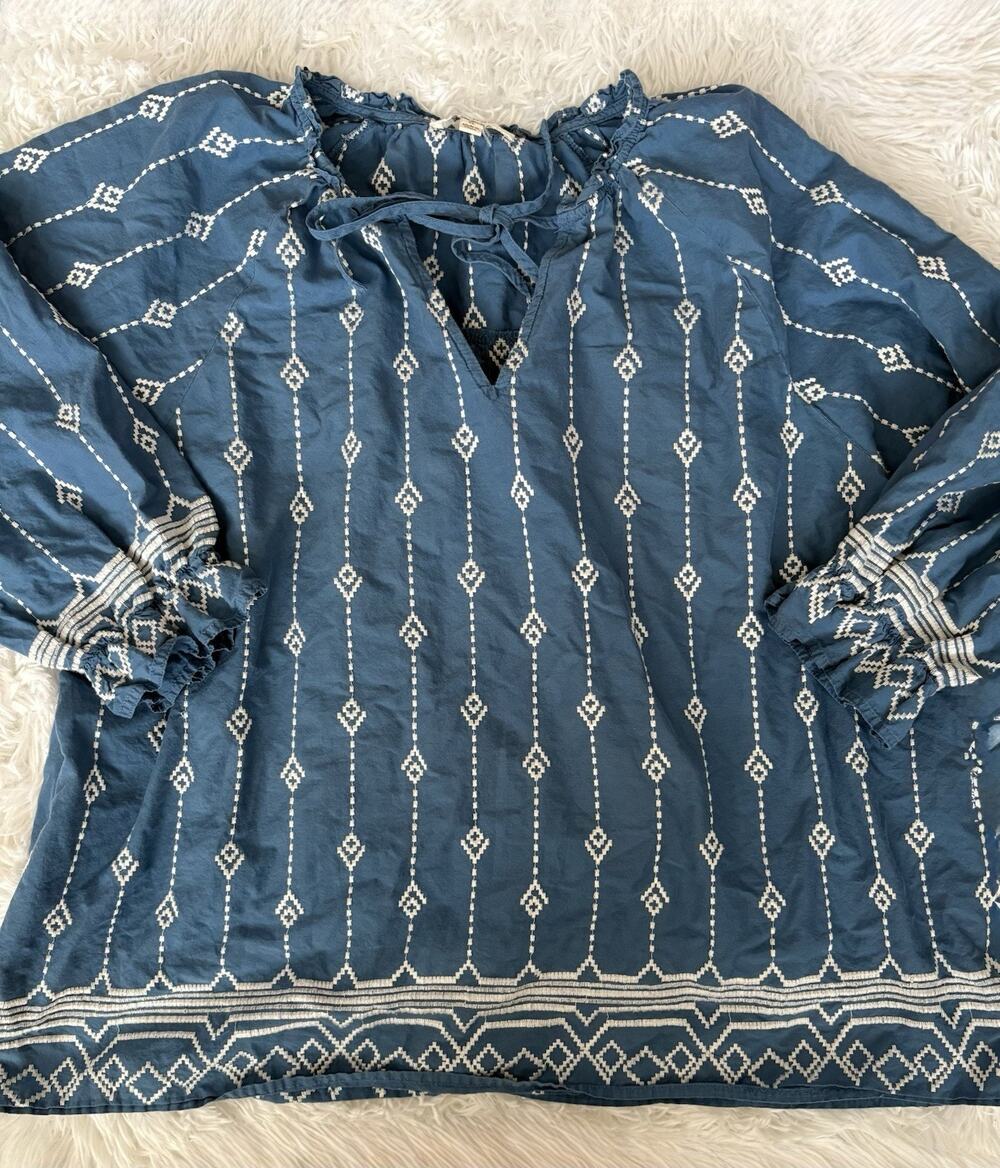 Umgee + XL Blue/aqua Boho Style Blouse. Pretty, Comf, Exc. Quality